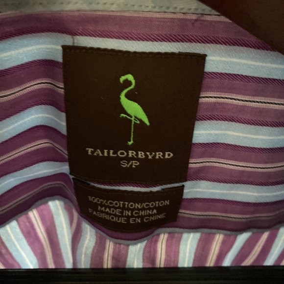 NWT NEW TAILORBYRD Mens Small Blue Purple Stripe Cotton LS Button SHIRT -Easter! - Picture 3 of 7